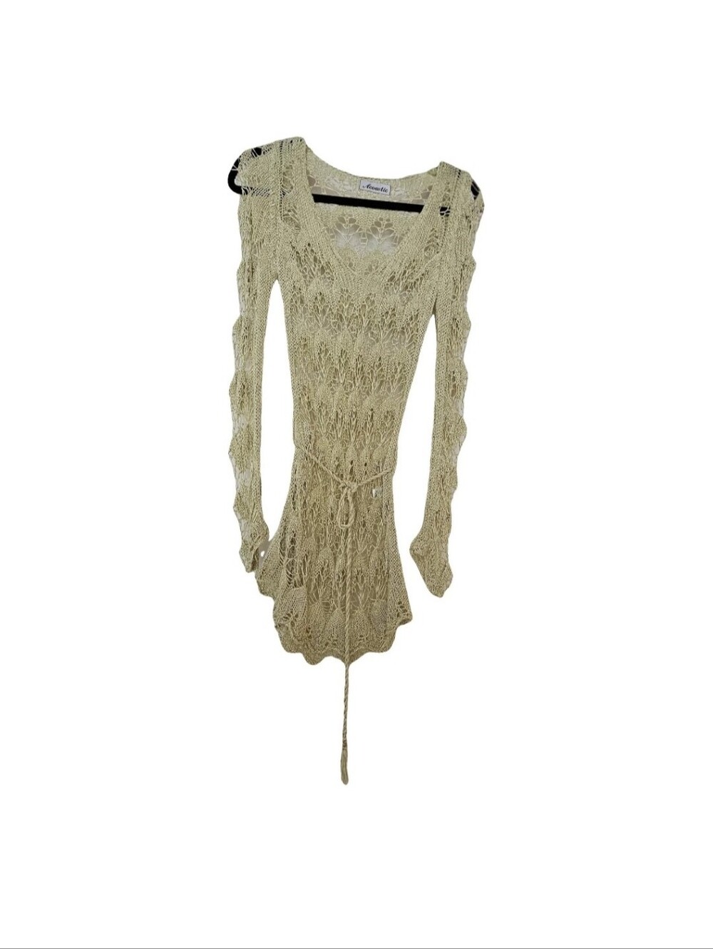 ACOUSTIC Crochet Moss Green Asymmetrical Tunic New OS